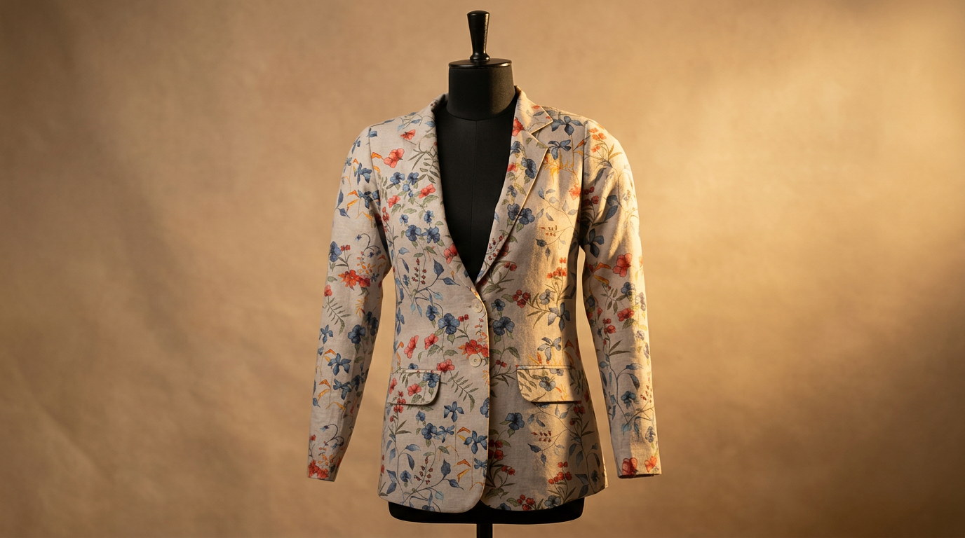 Woman wearing a structured ivory DORI blazer